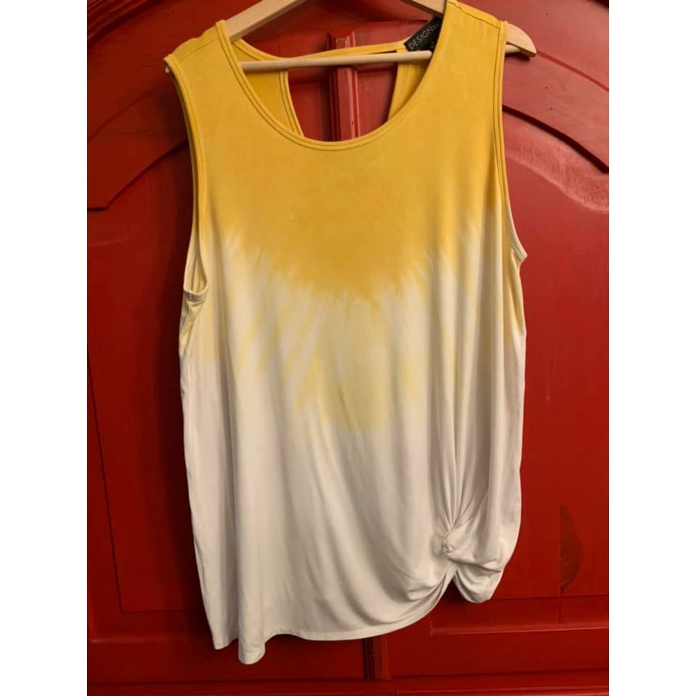 Design 365 Yellow Ombre Tank Top Gathered Front Super Cute EUC Plus Size 18